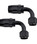 6AN Hose End Fitting 90 Degree Swivel for CPE Braided Hose Black 2 Pack Aluminum 6061T6 AN Size 9/16-18 UNF Swivel Adapter for Stainless or Nylon Braided Lines, two black fittings
