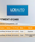 Vehicle compatibility chart for Front And Rear Wheel Bearing Hub Assembly For 2011-2018 Ford Explorer, 2013-2018 Police Interceptor Utility