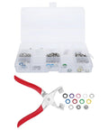 Five Claw Hollow Stainless Steel Snap Fasteners Kit With Pliers And Installation Tool For Quick Do It Yourself Sewing On Shirts Jeans Baby Clothes And Accessories, organizer case and red pliers