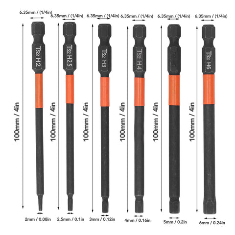 Heavy Duty Cross Drill Bits For Electric Impact Drivers With Strong Magnetic Hex Shank Set Of Six Premium Steel Screwdriver Bit Kits Built Tough To Tackle Any Job Site Or Garage Project, 100mm bits