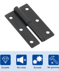Six Pack Of Top Shelf Black Iron Lift Off Hinges Kickin It Easy For Left Handed Cabinets Smooth Operating Detachable Butt Hinges Hella Durable Door Hardware With Screws Included close-up view displaying a black iron hinge with smooth operation.