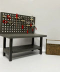 One To Twelve Scale Wooden Dollhouse Workbench With Tools And Accessories For Miniature Dioramas Garage And Garden Furniture Kit