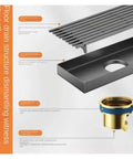 HeavyDuty 304 Stainless Steel Bathroom Floor Drain With Bamboo Style Grate And Gun Grey Finish NoDrama Setup SwiftWater Flow For Wet Room Bathtub 80Cm Installation, showing 304 steel body and cover plate