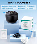 Ultrasonic Retainer Cleaner 45kHz 200ml For Dentures Braces Night Guards Jewelry with accessories including adapter and tweezers.