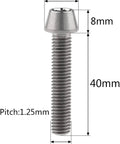 Badass Titanium Hardware Kit Six Piece M8x40mm Inner Hexagon Full Thread Bolts Dead Nuts showing detailed dimensions of a titanium bolt.