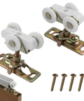 2 Pack Three Quarter Inch Pocket Door Rollers Replacement Wheels With Top Hanger For Sliding Doors, Three Wheel Nylon Ball Bearing Set