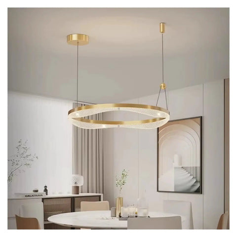Modern Stairs Ring Ceiling Lights Led Chandelier Living Room Decoration Pendant Lamps Indoor Lighting ﻿,Decor shining above a dining table.