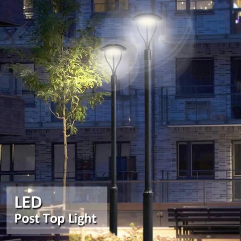 60W LED Circular Post Top Light 7800 Lm 5000K Daylight IP65 Waterproof Outdoor Yard Street Garden Driveway Lighting