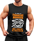 Men's Tank Top With Motorcycle Mechanic Design, 100 Percent Cotton Sleeveless Shirt, lightweight gym shirt on a muscular man.