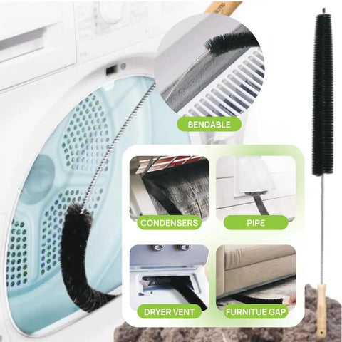All In One Washing Machine And Dryer Vent Cleaning Kit With Long Handle Brushes cleaning dryer vent and other crevices