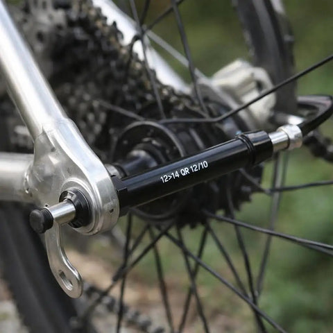 12mm To 9mm Thru Axle Quick Release Hub Skewer Adapter For Mountain And Road Bikes installed on rear bike hub