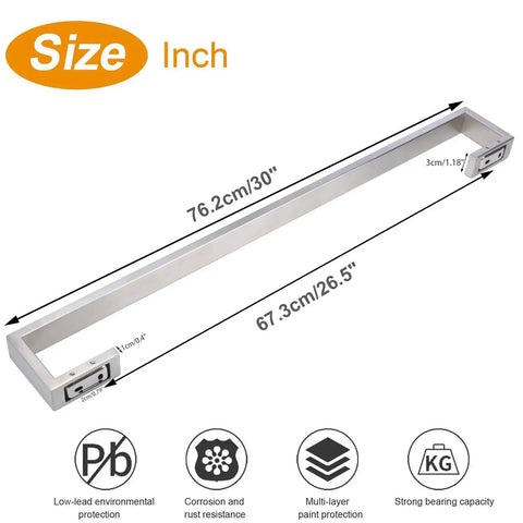Beefy Wall Mounted Towel Bar 30 Inch in Brushed Nickel Finish, Thickened SUS304 Stainless Steel with Square Base and Concealed Screws