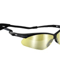 Premium Mirror Safety Glasses With Ansi Z87 Plus Rating And UV400 Lenses Built For Serious Shooters And Hunters Who Want Reliable Eye Gear That Truly Hits Different On The Range Or In The Field, featuring a sleek black frame and yellow mirror lenses.