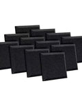 Solid Soundproof Foam Panels For Home Studio Acoustic Wall Tiles With Beveled Wedge Design, 12 pack of black polyurethane foam tiles.