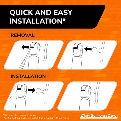 Quick and easy installation diagram for 2 Pack Liftgate Hatch Gas Struts For RX350 2007 Through 2009 SUV Heavy Duty Lift Supports
