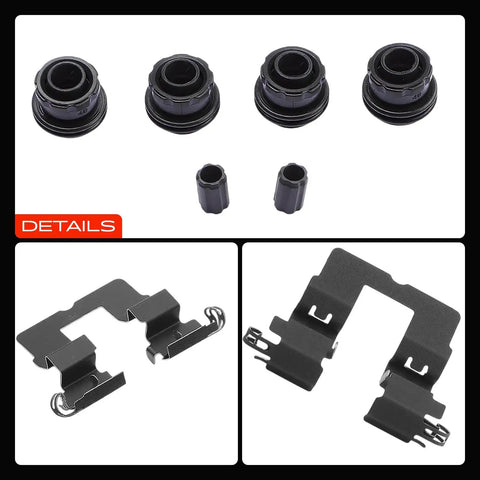 Heavy Duty Rear Side Disc Brake Hardware Kit Perfect Snap Fit For Honda Odyssey 2018-2022 And Acura MDX 2017-2020 With Bold Reference Number 13719Q To Keep Your Ride Rolling Smooth And Safe Today. Black rear brake hardware set with boots, rings, and springs