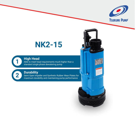 Built Tough Heavy Duty Electric Submersible Pump 2Hp 110V 3Inch Discharge,  durable blue NK2-15 model for high head requirements.