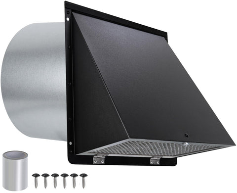 12 Inch Wall Vent Hood Exhaust Cap For Dryer Vent Cover With Screen And Damper Exterior Hooded Wall Vent For HVAC Ducts And Outdoor Air Exhaust Galvanized Steel Built Tough Construction For Industrial Facilities