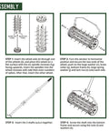 Pro Grade Spike Lawn Aerator With Heavy Duty Rolling Design For Lawn And Garden assembly guide with step-by-step instructions.