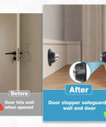 Before and after image showing Two Pack Magnetic Door Catch And Holder Kit For RV And Home preventing wall damage.