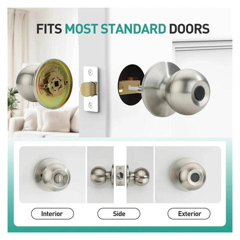 Ditch The Old School Keys With This Ultra Smooth One Touch Fingerprint Smart Lock Keyless Entry Door Deadbolt Fo Shur showing various angles of door knob.