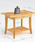 Dimensions of Bamboo Spa Shower Bench With Storage Shelf Non Slip Bath Stool For Adults Seniors Women Elderly Tileable Waterproof Easy Maintenance Comfort Sit And Relax During Shower Time
