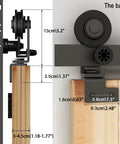 Close-up of Heavy Duty 6ft Barn Door Bi-Folding Hardware Kit For Four Panels, Sliding Track System.