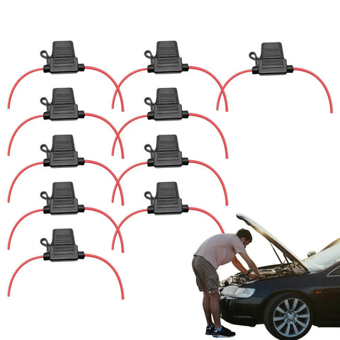 Heavy Duty Automotive Replacement Fuse Holders Waterproof Pvc Shell Top Shelf Electrical Connectors For Vehicle Wiring Systems Moisture Resistant And Built Tough To Handle Any Backroad Journey Or Beater Car Mod with red wires