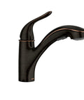 Brecklyn Mediterranean Bronze Single Handle Pull Out Sprayer Kitchen Faucet With Power Clean Tech, side view
