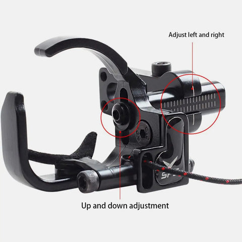 Close-up of Drop Away Arrow Rest for Compound Bow Upgrade Archery Rest Beefed Up Aluminum Alloy Build 0.19 Lb Black Finish adjustments