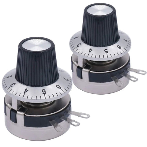 10K Ohm Potentiometer For Inverter Speed Control Single Turn Carbon Film Rotary Taper Potentiometer With 2 A03 Knobs And 2 Dials