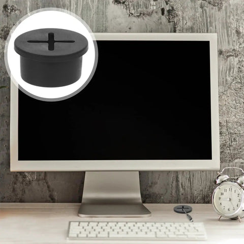20 Pack Black Round Desk Hole Grommet Kit For Cables And Wires, Rubber Plastic Cord Covers For Office Desks, Desk Cable Management Inserts, Keeps Cables Hidden And Tidy For A Boss Desk Setup on desk