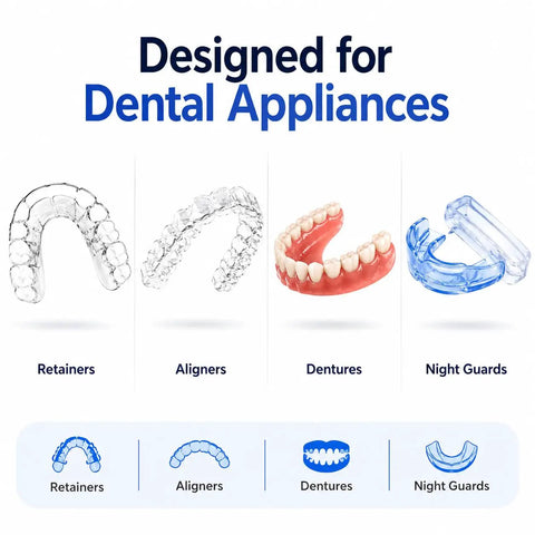 Retainer Cleaner With UV Light And 49kHz Ultrasonic Deep Cleaning Digital Timer 340ml Stainless Steel Tank Easy To Use