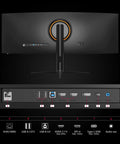 Back view of 45 Inch Ultrawide Curved Gaming Monitor 5120x1440 Resolution 32:9 VA Panel 120Hz Refresh HDR400, showing ports.