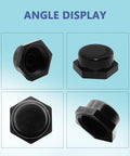 Antenna Mount Cap With Rubber Sealing Ring Rain Cover Dust Weather Shield 2 Pack in various angles, black color.