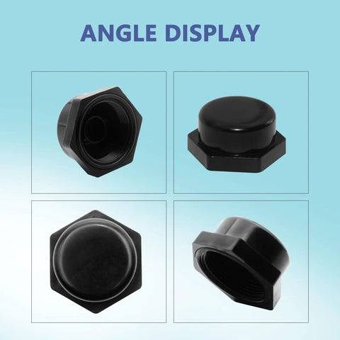 Antenna Mount Cap With Rubber Sealing Ring Rain Cover Dust Weather Shield 2 Pack in various angles, black color.