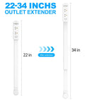 Smooth Gliding Power Strip Extender With Six Standard Outlets And Four Fast Charge USB Ports that slides from 22 to 34 inches shown in vertical view.