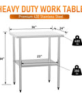 Diagram of Stainless Steel Prep Table 24 By 30 Inches With Two Adjustable Undershelves For Kitchen Garage And Outdoor BBQ A True Workhorse