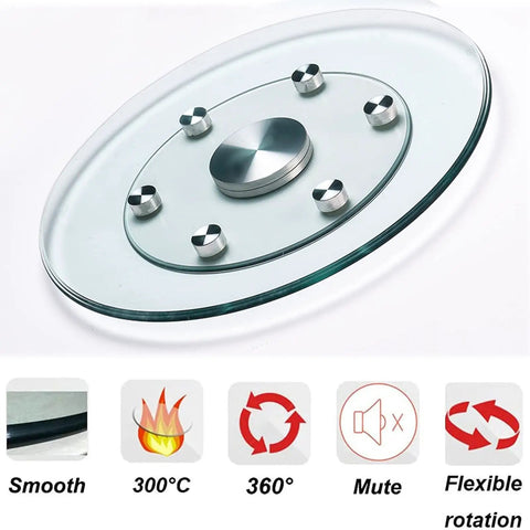 Slick 360 Degree Swivel Lazy Susan Turntable For Kitchen Serving Rack Organizer Tray With No Fuss Smooth Rotation And Rock Solid Tempered Glass Centerpiece