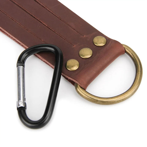 Premium Leather Duck Strap For Waterfowl Hunting, Heavy Duty Game Carrier close-up with snap hook