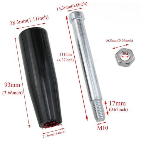 M10 Revolving Hand Wheel With Nuts And Threaded Handle Set 2Pcs dimensions and components display