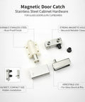 Stainless Steel Magnetic Door Catch For Glass Cabinets And RVs Slim Profile Hardware Powerful Latch Keeps Doors Closed Against Vibration