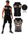 Mens Sleeveless Hoodie With Moisture Wicking Tech Quick Dry Mesh Muscle Shirt Built For Daily Grind And Heavy Workouts Fly Athletic Vest, black, hooded, adjustable drawstring, front pouch.