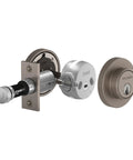 Top Notch Wifi Bluetooth Deadbolt Slick Keyless Entry Smooth Operation Solid Brass Construction Sleek Polished Chrome Finish Easy Pairing components visible from side angle.