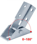 2 Pack Adjustable Swivel Strut Brace Fittings For 1-5-8 Inch Channel Hinged Base Brackets Three Sixteenth Inch Thick 0-180 Degree Adjustable