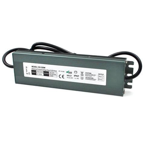 2 Pack LED Driver 12V 80W Waterproof IP67 Power Supply Transformer 90-250V AC to 12V DC Low Voltage Output with 3 Prong Plug Cable