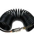 Badass Polyethylene Pneumatic Air Hose With Quick Coupler 25 Foot Quarter Inch Npt American Connector coiled black hose with fittings