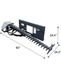 Beast Mode Sickle Bar Mower for skid steer loaders, 72 inch cutting length, gerotor motor drive, shown with dimensions.