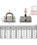 Rock Solid 304 Stainless Steel M10 Ceiling Hooks With Screws For Yoga Ropes Plant Hangers Gym Rigging dimensions chart.