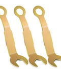 Slick Operation Pocket Door Wrench Kit Featuring A Solid Three Eighth Inch Pivot Adjustment Spanner For Quick Roller Fixes And No Sweat Room Divider Repairs That Run Like Butter, three golden spanners designed for pocket door adjustments.